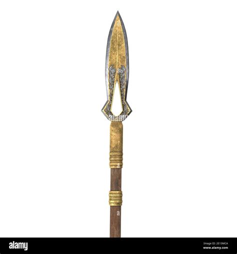 long spear, weapon, on an isolated white background. 3d illustration ...