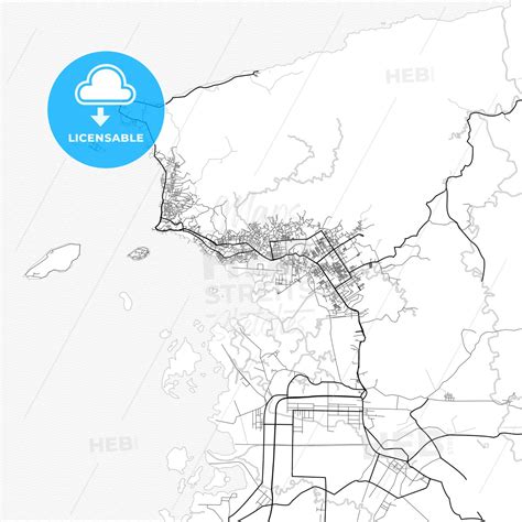 Vector PDF map of Sorong, Indonesia - HEBSTREITS