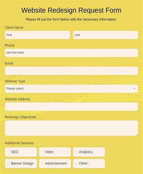 Website Redesign Request Form Template | 123FormBuilder