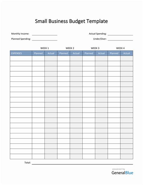 Small Business Budget Template in PDF (Basic)