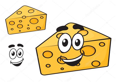 Sonriendo Feliz Cuña De Dibujos Animados De Queso Ilustración De Stock