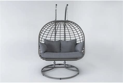 Koro Grey Outdoor Hanging Double Egg Chair | Living Spaces