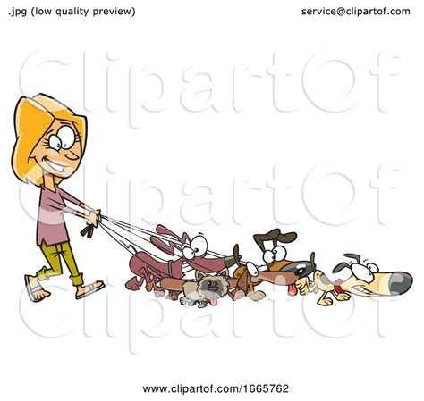 Cartoon Female Dog Walker By Toonaday 1665762