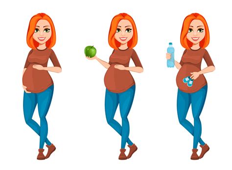 Beautiful pregnant woman cartoon character 2448494 Vector Art at Vecteezy