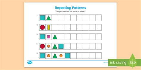 FREE! - Repeating Patterns Worksheet | Foundation Stage