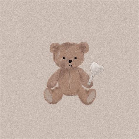 Cute Cartoon Wallpaper with Brown Teddy Bear