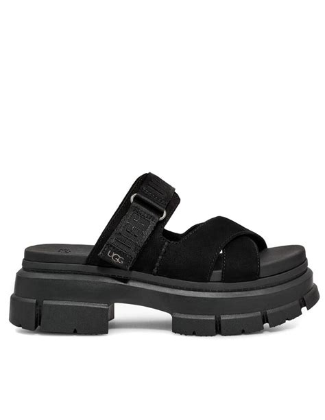 UGG Ashton Nubuck Platform Sandals in Black | Lyst