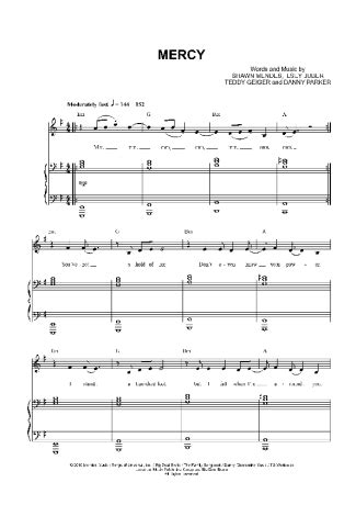 Shawn Mendes - Mercy - Sheet Music For Piano