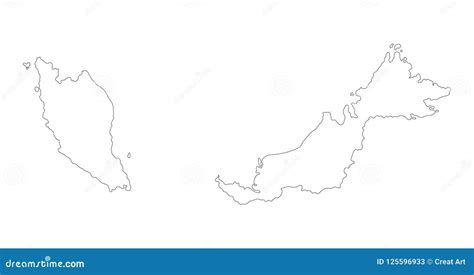 Malaysia Map Outline Vector Illustration Stock Vector - Illustration of ...