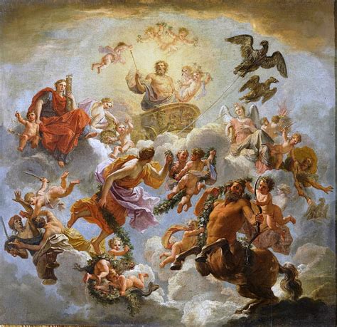 Jupiter Chariot Between Justice And Piety. Study Painting by Noel Coypel