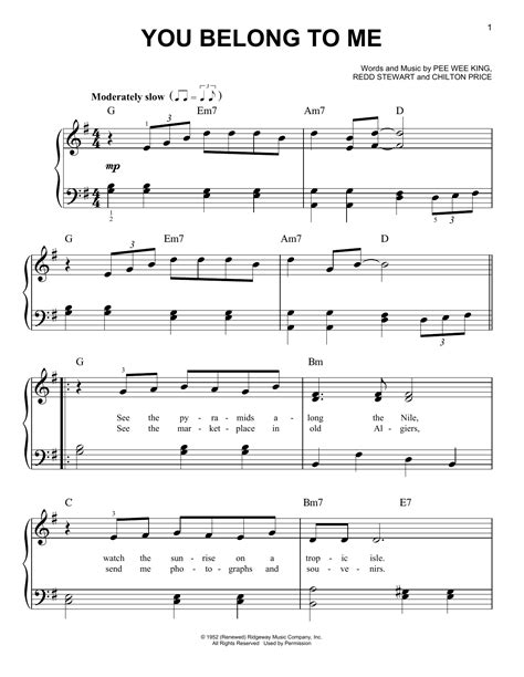 You Belong To Me | Sheet Music Direct