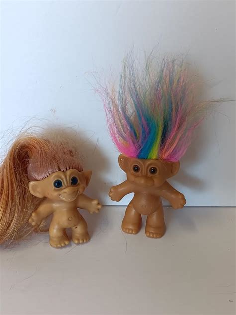 Collectible troll dolls - Rainbow hair - and long brown-haired Troll ...