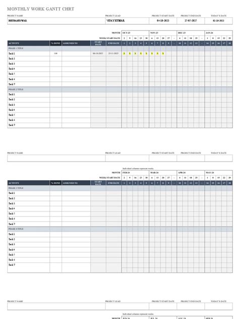 Monthly Task Gantt Chart | PDF | Project Management | Visualization ...