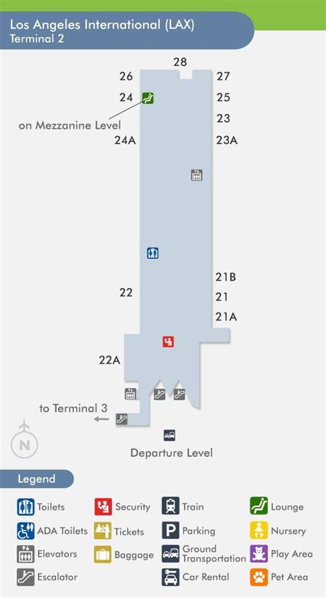 Lax terminal 2 map - Lax map terminal 2 (California - USA)