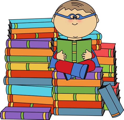 super hero Reading | Boy Superhero Bookworm Clip Art Image - boy ...