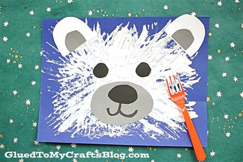 Fork Painted Polar Bear Craft