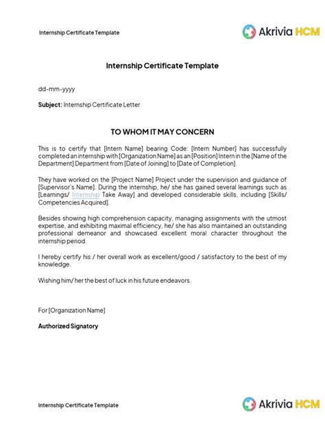 Internship Certificate Template | PDF