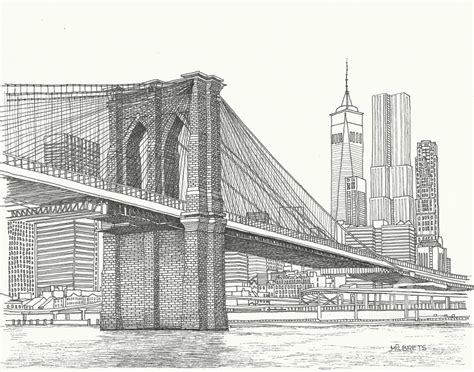 Drawing Brooklyn Bridge at PaintingValley.com | Explore collection of ...