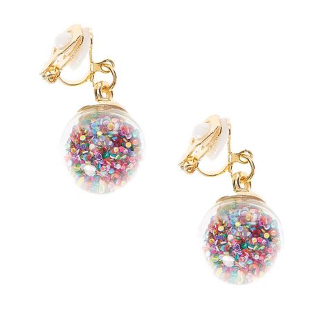 Glitter Rainbow Shaker Clip On Earrings | Claire's US