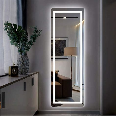 LED Full Length Mirror Wall Mounted Lighted Floor Mirror Dressing ...