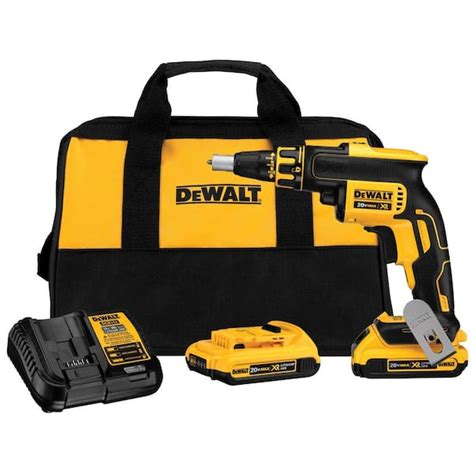 DEWALT 20-Volt MAX XR Cordless Brushless Drywall Screw Gun with (2) 20 ...