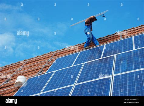 Installation of a solar plant Stock Photo - Alamy