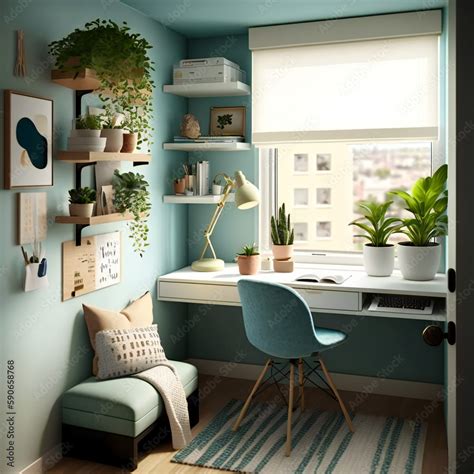 A compact, efficient study room in a small space, featuring a wall ...