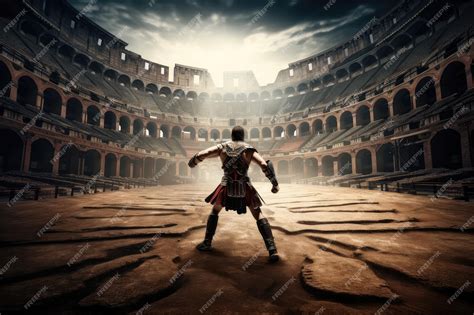 Gladiator fighting for the glory of his emperor in ancient roman ...