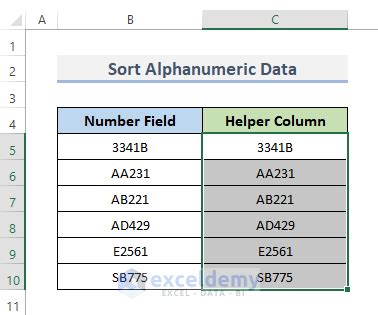 How to Sort Alphanumeric Data in Excel - 2 Steps - ExcelDemy