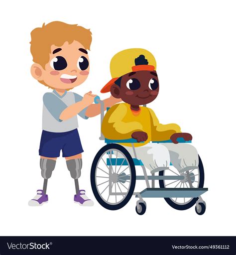 Kids disability characters Royalty Free Vector Image