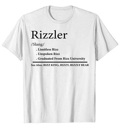 W Rizz the Rizzler Definition Funny Meme Quote T-shirt W Rizz the ...