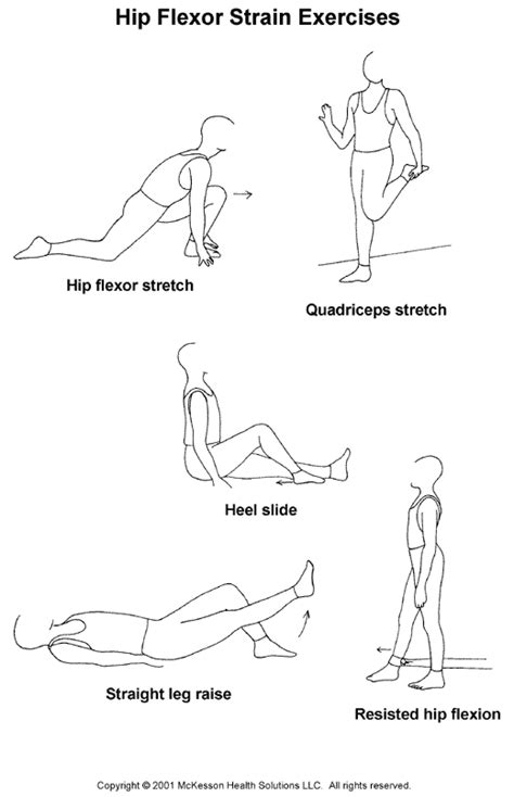 Sports Medicine Advisor 2003.1: Hip Flexor Strain Exercises: Illustration