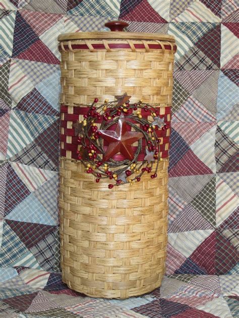 Bathroom Tissue Toilet Paper Basket with Lid by JGBaskets on Etsy