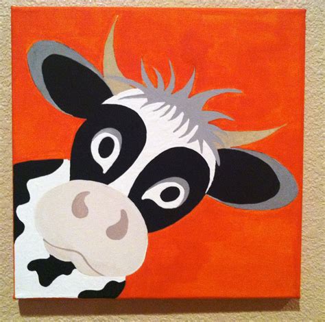 Cute Peekaboo COW ...Handpainted Acrylic Painting on Canvas