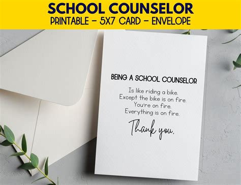 School Counselor Appreciation Printable Card School Counselor - Etsy