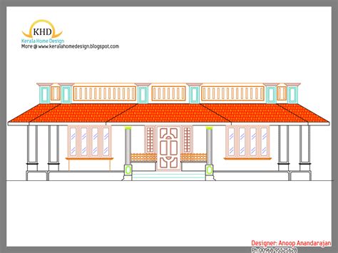 Single Floor House Plan and Elevation - 1290 Sq. ft | home appliance