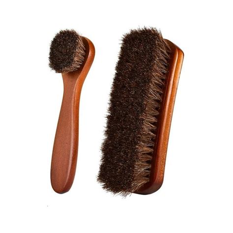 2-Piece Horsehair Shoe Brush Shine Kit, Shoe Polish Kit, Leather Shoes ...