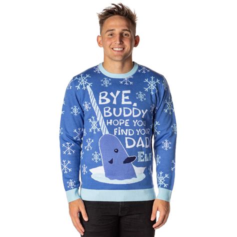 ELF The Movie Men's Mr. Narwhal Ugly Christmas Sweater Knit Pullover ...