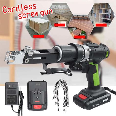 28V Max Electric Screwdriver Cordless Drill Collated Screw Guns Nail ...