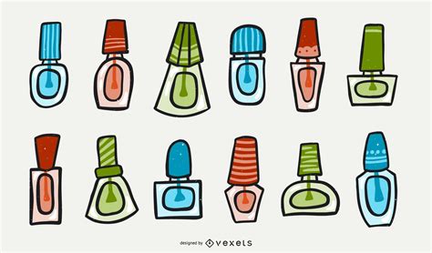 Nail Polish Cartoon Set Vector Download