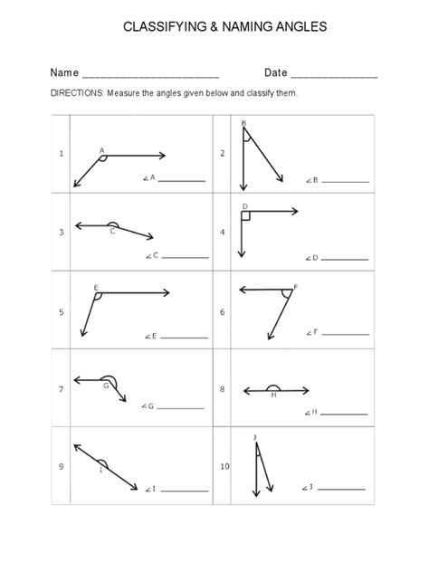 Angles Worksheet PDF | PDF