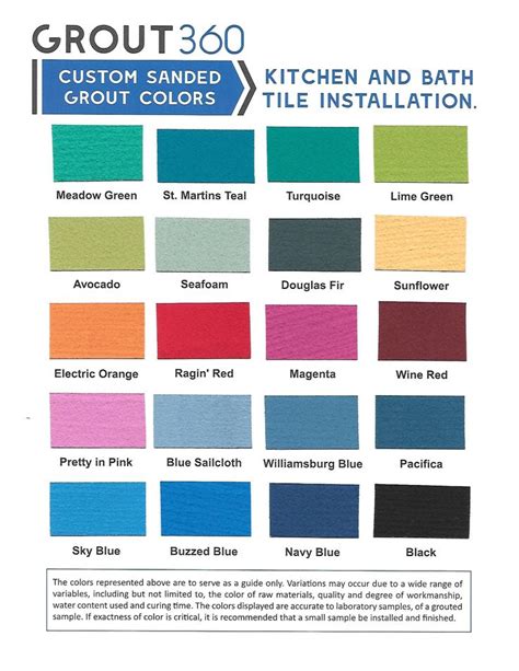 Color Chart for Grout | Grout color, Coloured grout, Tile grout color