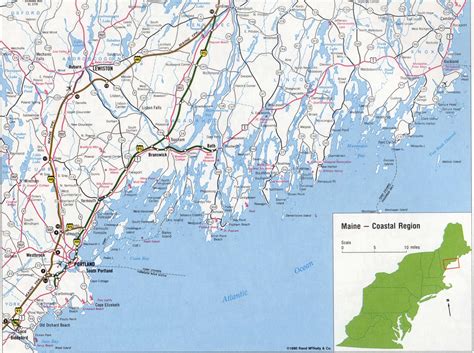 Coastal region Maine state map image. Detailed map of Coastal region Maine