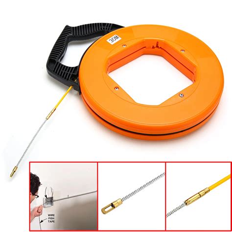 Portable 30 Meter Fiberglass Fish Tape Fishing Tool Reel Puller Conduit ...