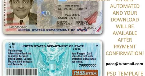 Us Passport Card Template Editable Templates