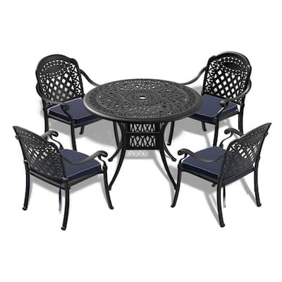 5-Piece Aluminum Patio Furniture with Seat Cushions In Random Colors ...