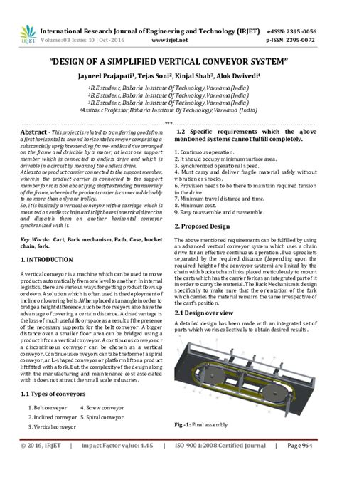 (PDF) " DESIGN OF A SIMPLIFIED VERTICAL CONVEYOR SYSTEM