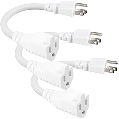 Amazon.com: [3 Pack] White Short 3Prong Power Extension Cord - 6inch ...