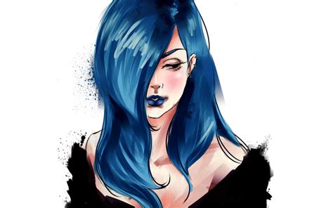 Image - Girl-anime-music-illustration-demi-lovato-drawing-blue-hair-hd ...