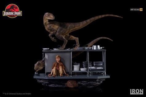 Jurassic Park - Velociraptors in Kitchen Statue by Iron Studios - The ...